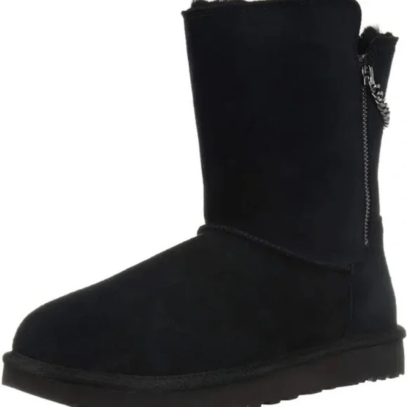 UGG Black Classic Short Sparkle Chain Zip Boots - Picture 3 of 11